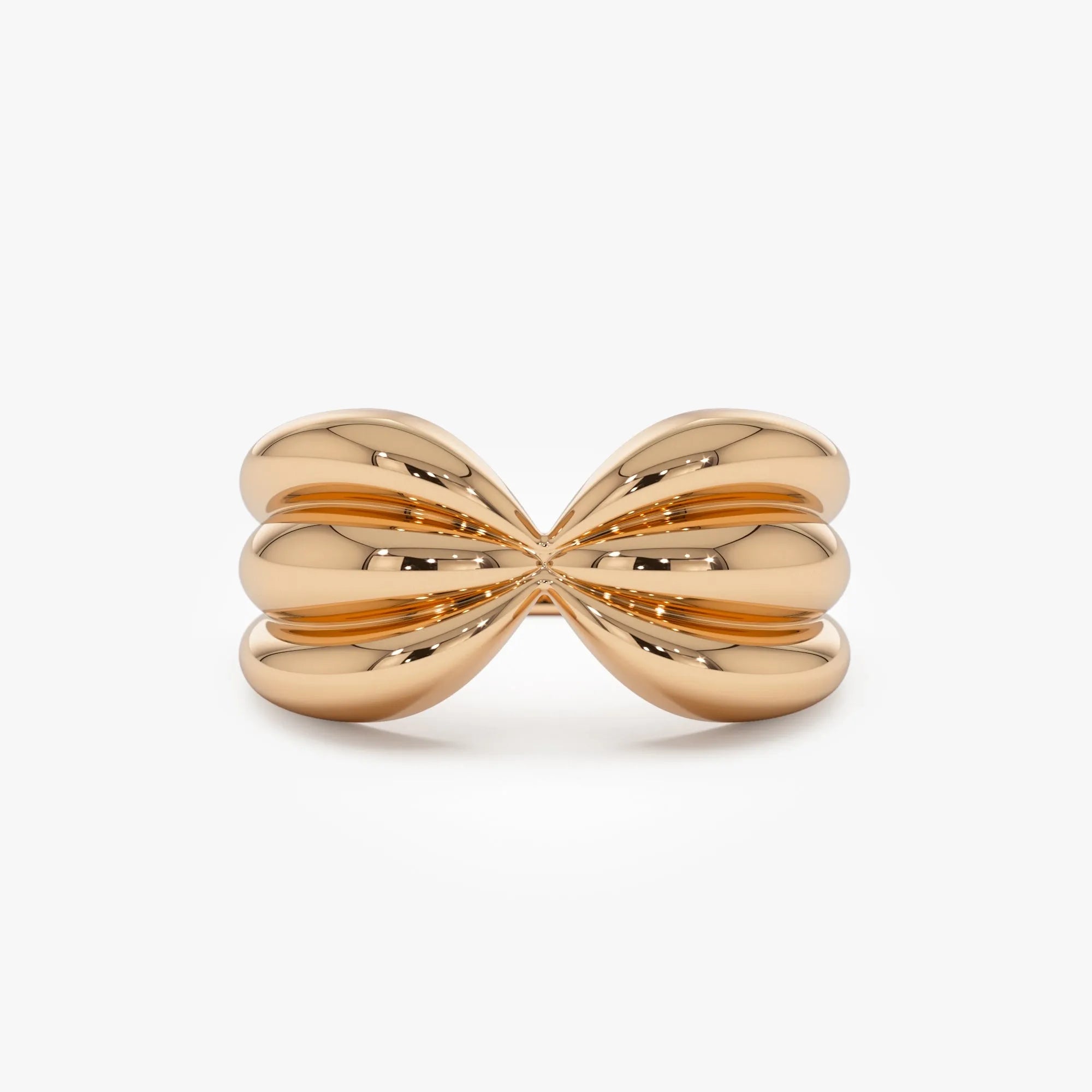 14k Solid Gold Bold Sculpted Dome Ring