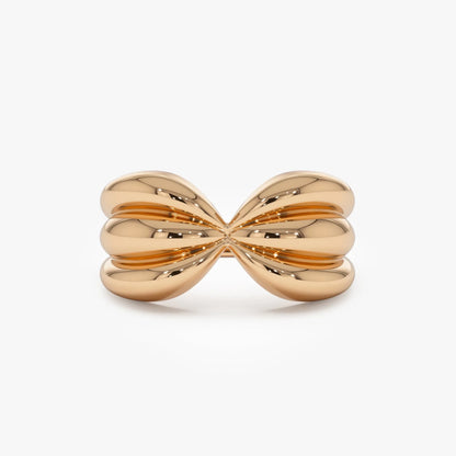 14k Solid Gold Bold Sculpted Dome Ring