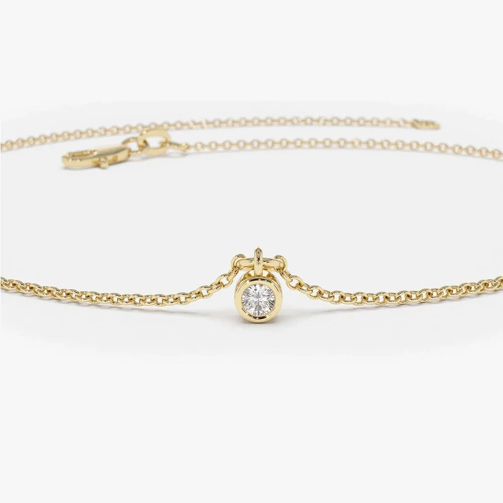 Elegant 14K Gold Diamond by The Yard Dangling Solitaire Bracelet