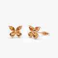 14K Solid Gold Marquise and Pear Cut Citrine Butterfly Stud Earrings 1.20ctw