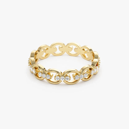 14k Gold Round Diamond 0.35 ctw Full Eternity Link Ring