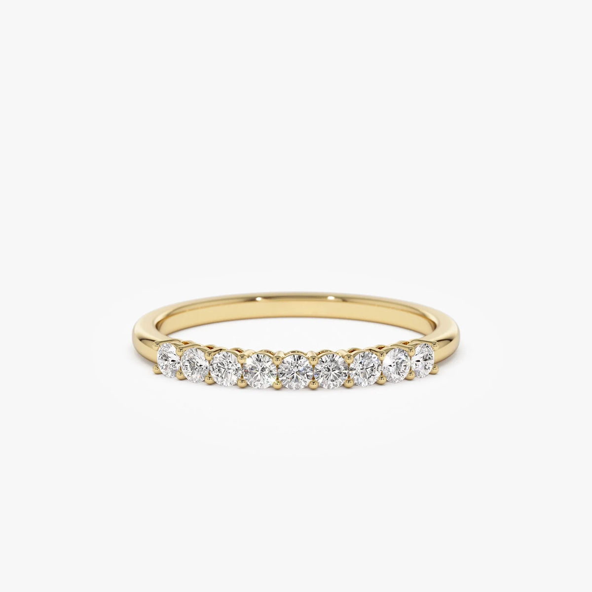14k Gold 0.30ctw Round Diamond 9 Stone Basket Setting Wedding Ring