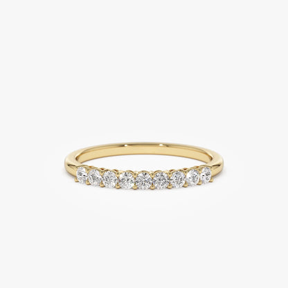 14k Gold 0.30ctw Round Diamond 9 Stone Basket Setting Wedding Ring