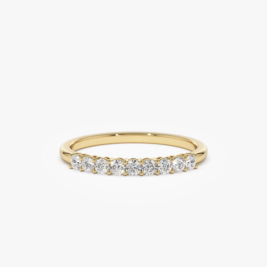 14k Gold 0.30ctw Round Diamond 9 Stone Basket Setting Wedding Ring