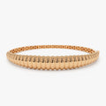 14K Solid Gold Wide Chunky Ribbed Bangle Bracelet