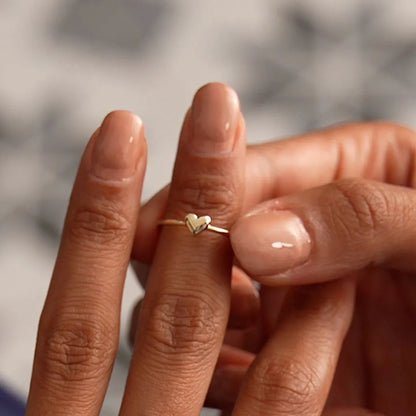 14k Gold Bubble Heart Ring Wide Minimalist Band