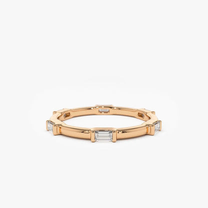 14k Gold Baguette Diamond Channel Set Stackable Eternity Ring 0.30ctw