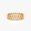 14k Gold 3 Row Link Ring Wide Statement Band