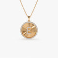 14K Solid Gold Round Diamond Initial Ballerina Disc Pendant Necklace 0.34ctw