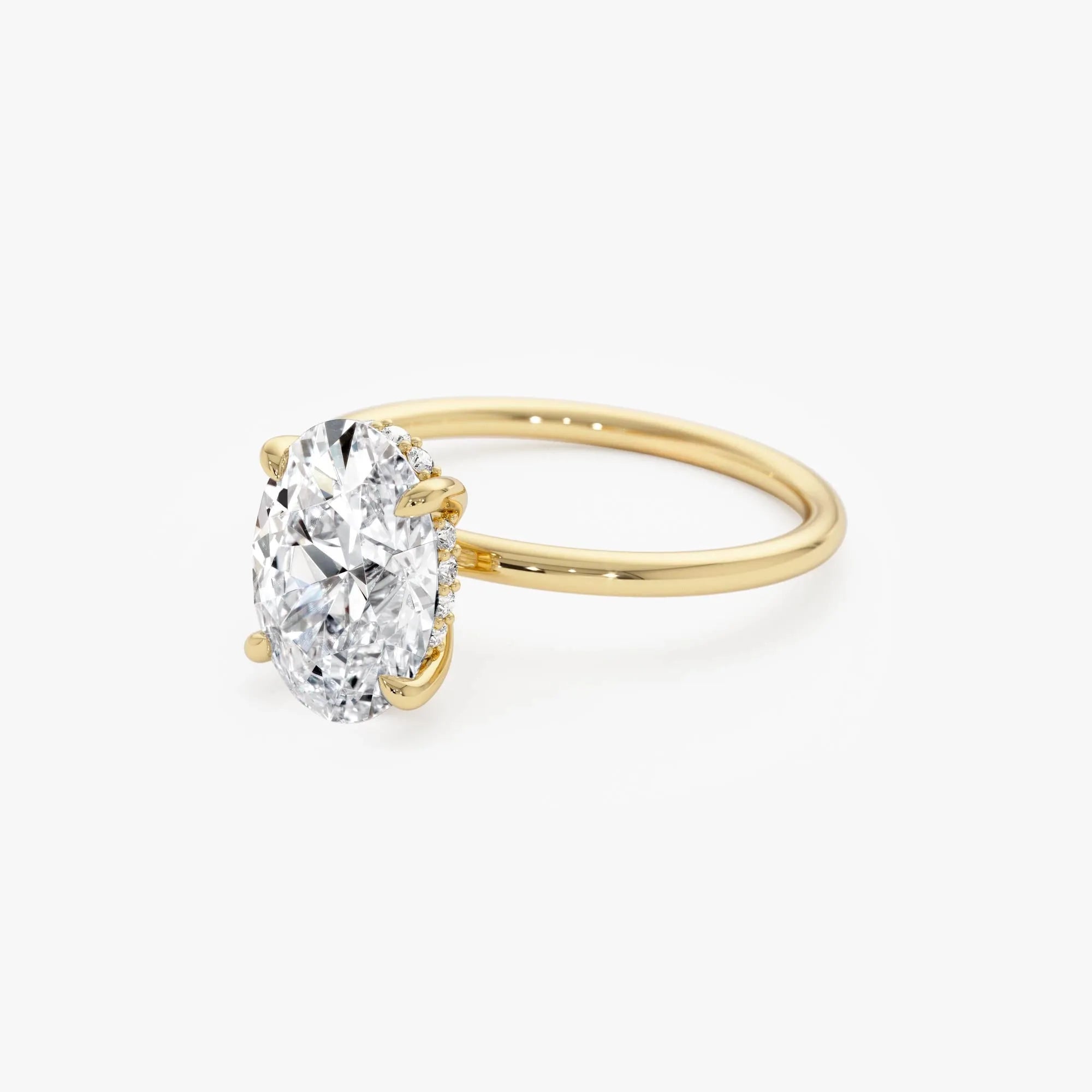 14k Gold Lab Grown Diamond Oval Cut Engagement Ring with Hidden Halo 2.10 ctw IGI Certified Maribel