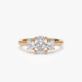 14k Solid Gold Lab Grown Diamond Oval Three Stone Engagement Ring 1.50 ctw Serena
