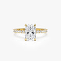 14k Gold Lab Grown Diamond Radiant Cut Ring Pavé Hidden Halo 2.45 CTW