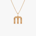 14k Solid Gold Triple Line Initial Pendant Necklace
