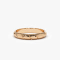 14k Solid Gold Diagonal Cut Design Wedding Band Ring 3mm Width