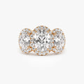 14K Gold 3.35 ctw Lab Grown Diamond Oval Cut Three Stone Halo Engagement Ring