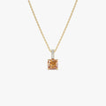 14k Solid Gold Citrine and Diamond Cushion Cut Pendant Necklace 1.02 Carat