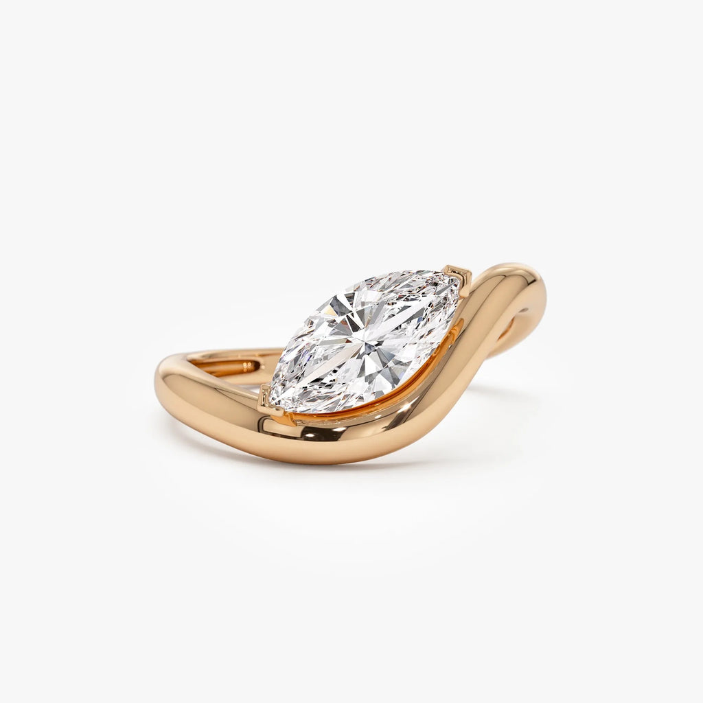 14k Gold 1.00 ctw Marquise Lab Grown Diamond Sleek Engagement Ring Rylee
