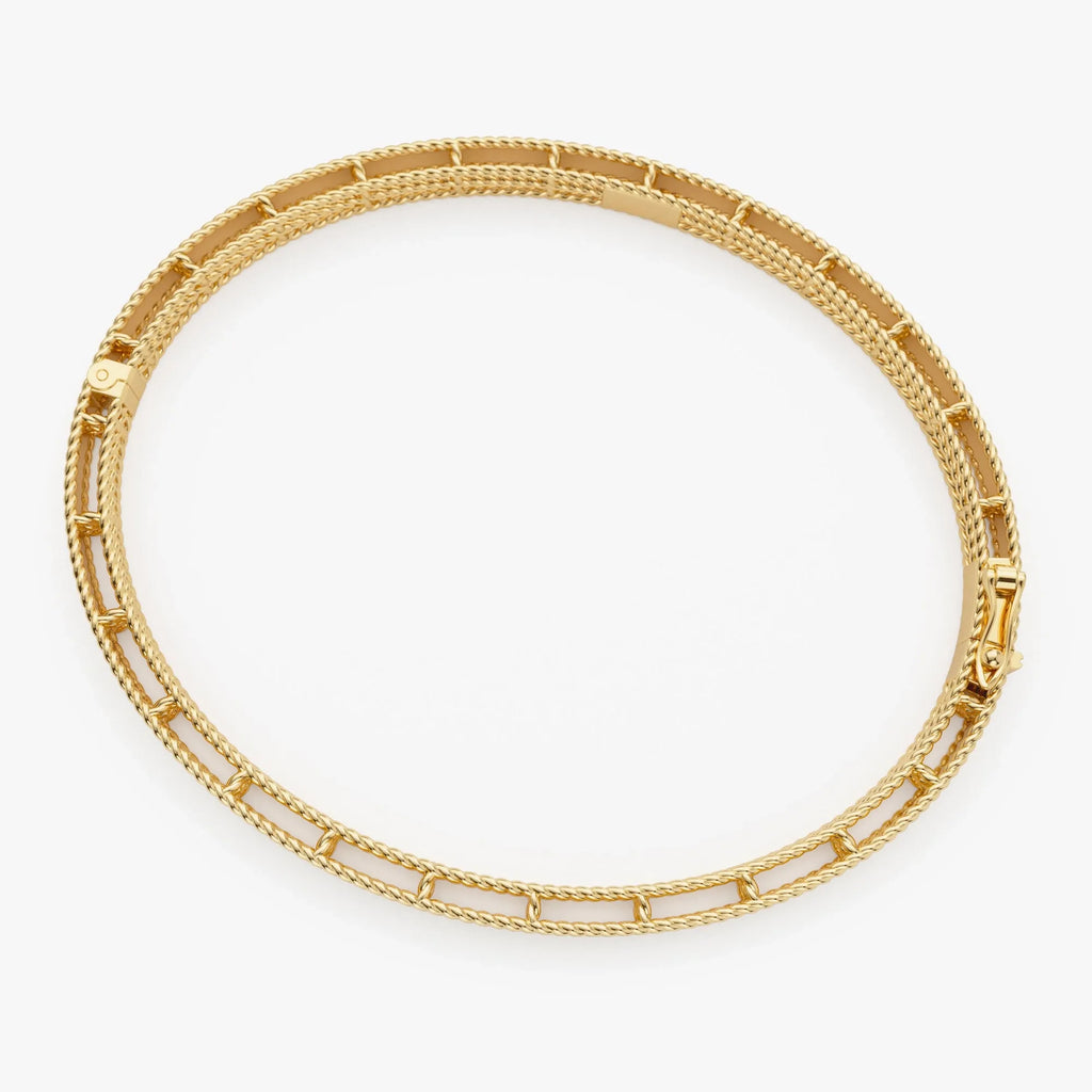 14K Solid Gold Wide Milgrain Edge Bangle Bracelet