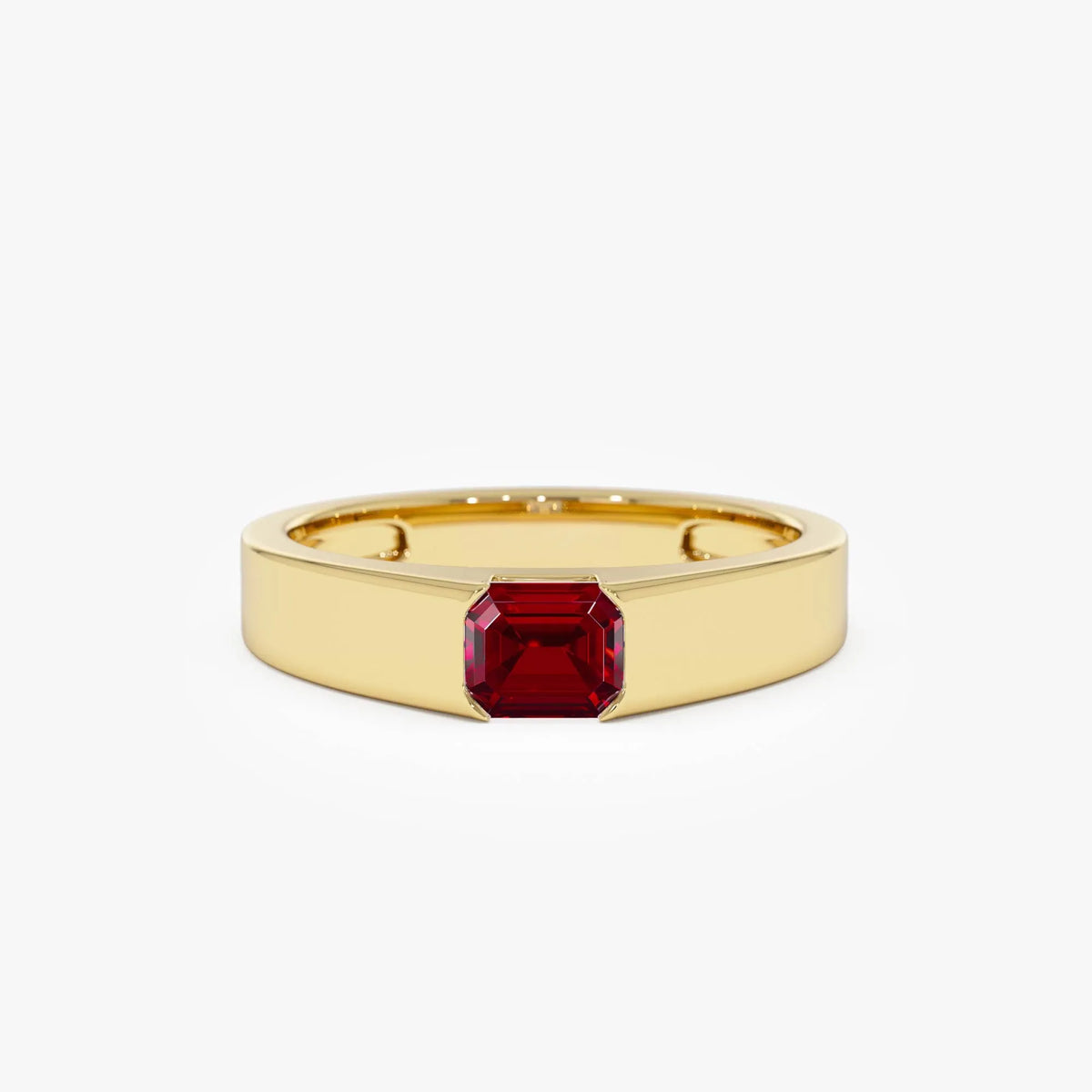 14k Gold Ruby Emerald Cut Octagon Solitaire Ring 0.56 ctw