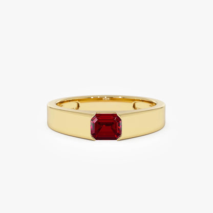 14k Gold Ruby Emerald Cut Octagon Solitaire Ring 0.56 ctw