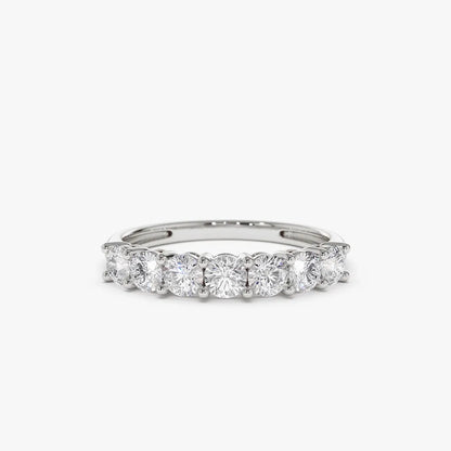 14K Solid Gold 0.70 ctw Round Diamond 7 Stone Basket Setting Ring