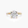 14k Gold Lab Grown Diamond Round Brilliant Engagement Ring Hidden Halo Pavé Setting 2.40 ctw IGI Certified