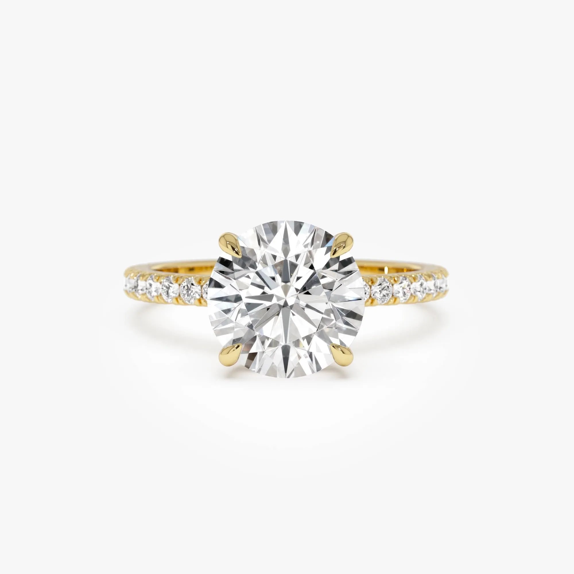 14k Gold Lab Grown Diamond Round Brilliant Engagement Ring Hidden Halo Pavé Setting 2.40 ctw IGI Certified