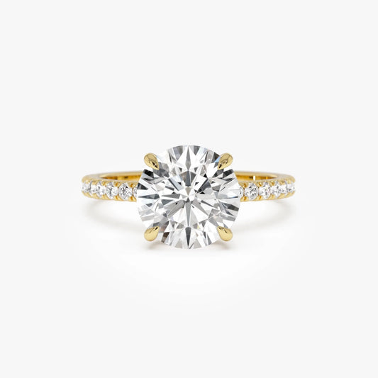 14k Gold Lab Grown Diamond Round Brilliant Engagement Ring Hidden Halo Pavé Setting 2.40 ctw IGI Certified