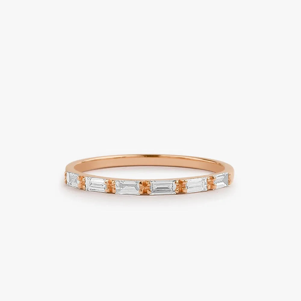 14k Solid Gold Baguette Cut Diamond Micro Prong Wedding Band 0.32 ctw