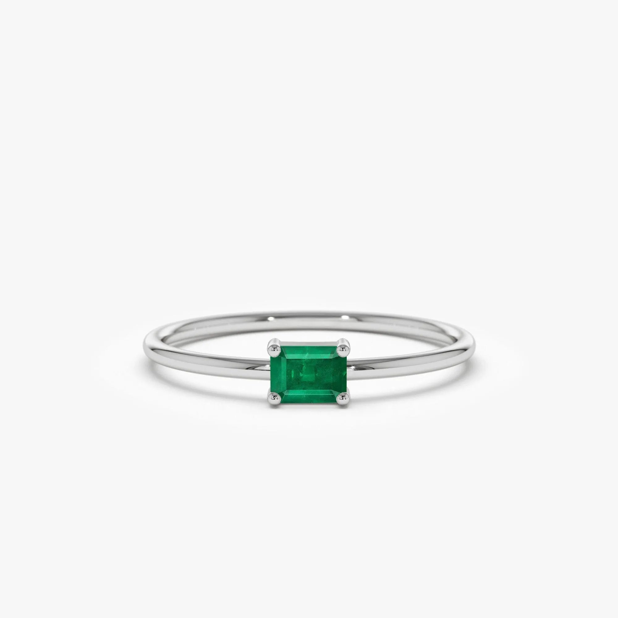 14K Solid Gold Octagon Emerald Ring 0.25 CTW Handcrafted Custom Jewelry