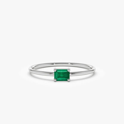 14K Solid Gold Octagon Emerald Ring 0.25 CTW Handcrafted Custom Jewelry