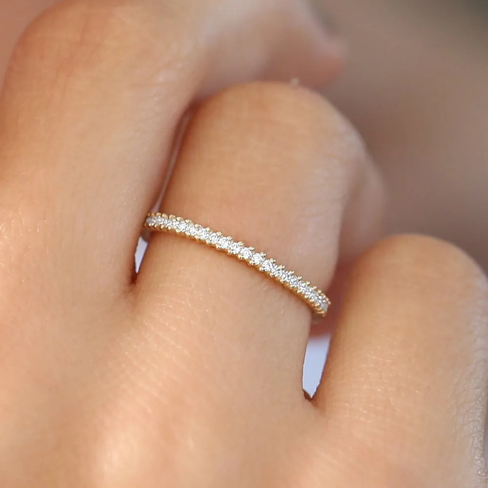14k Gold Round Diamond Full Eternity Ring 0.75 CTW