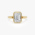 14k Gold 2.00 Carat Emerald Cut Lab Grown Diamond Bezel Solitaire Ring