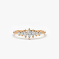 14k Gold Marquise and Round Diamond 0.25 CTW Wedding Band Ring