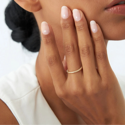 14k Solid Gold Ribbed Stackable Wedding Band Ring