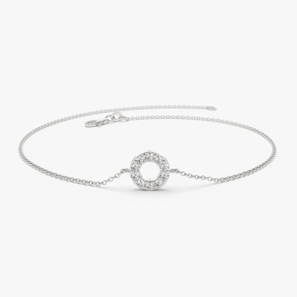 14K Solid Gold Round Diamond Micro Pave Bracelet 0.09 Carat