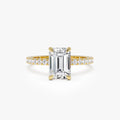 14k Gold 2.45 Ctw Emerald Cut Lab Grown Diamond Pavé Hidden Halo Engagement Ring Aurelia