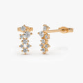 14k Gold Diamond Round Cut Cluster Earrings 0.33 ctw