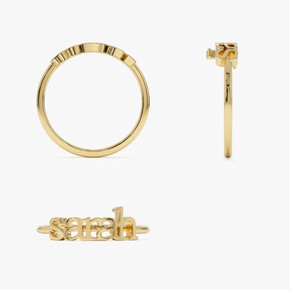 14K Solid Gold Personalized Custom Name Ring Handcrafted Jewelry