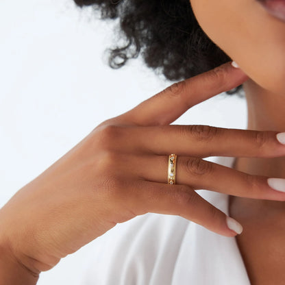 14K Solid Gold Round and Baguette Diamond 0.16 Carat Mixed Shape Band