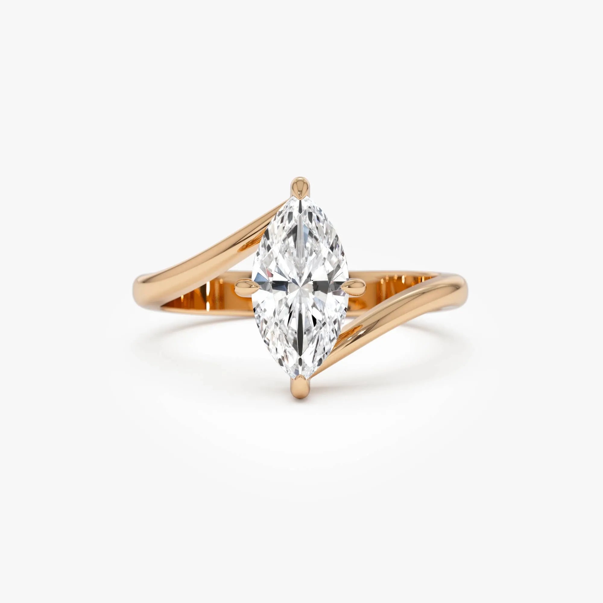14k Gold 1.50 Ctw Lab Grown Diamond Marquise Bypass Setting Engagement Ring Leda