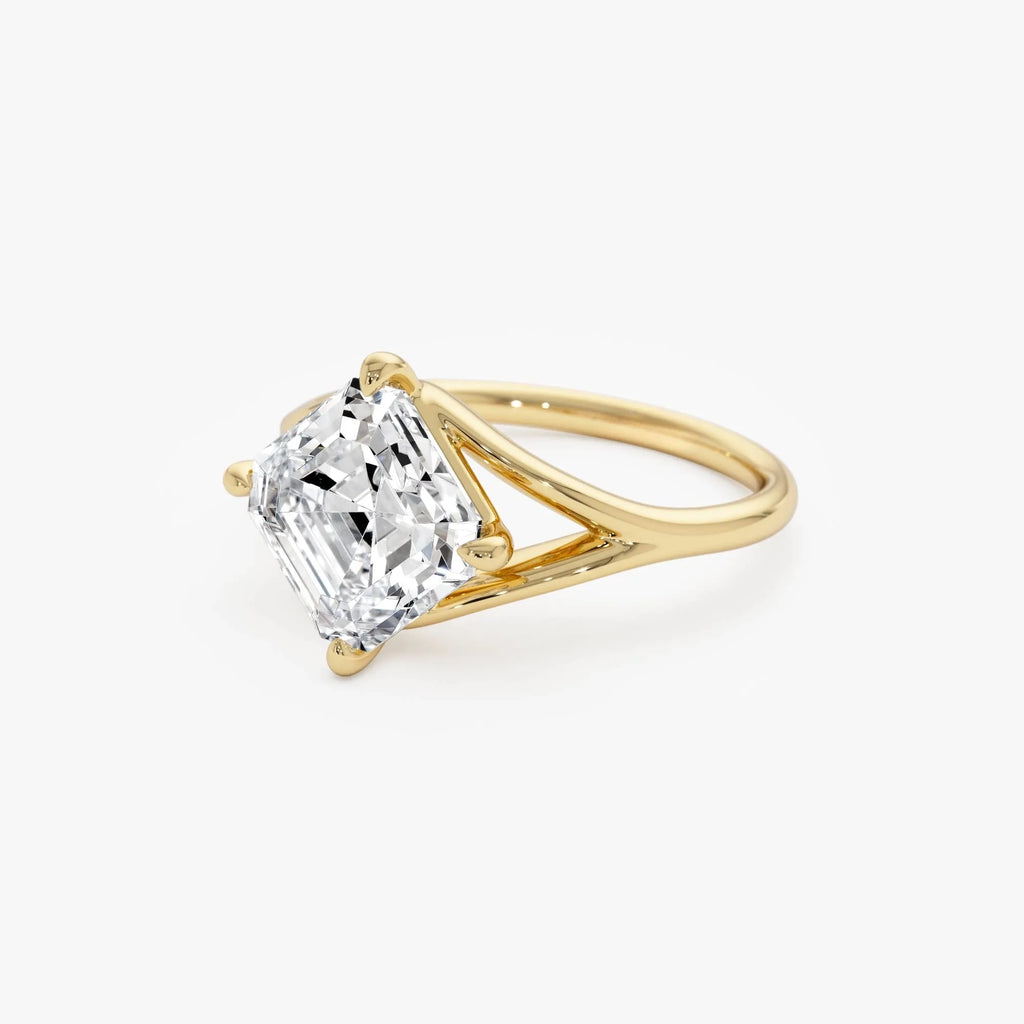 3.00 Ctw Asscher Cut Lab Grown Diamond Engagement Ring in 14K Gold