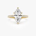 14k Gold 2.50 CTW Lab Grown Diamond Marquise Cut Pavé Hidden Halo Engagement Ring