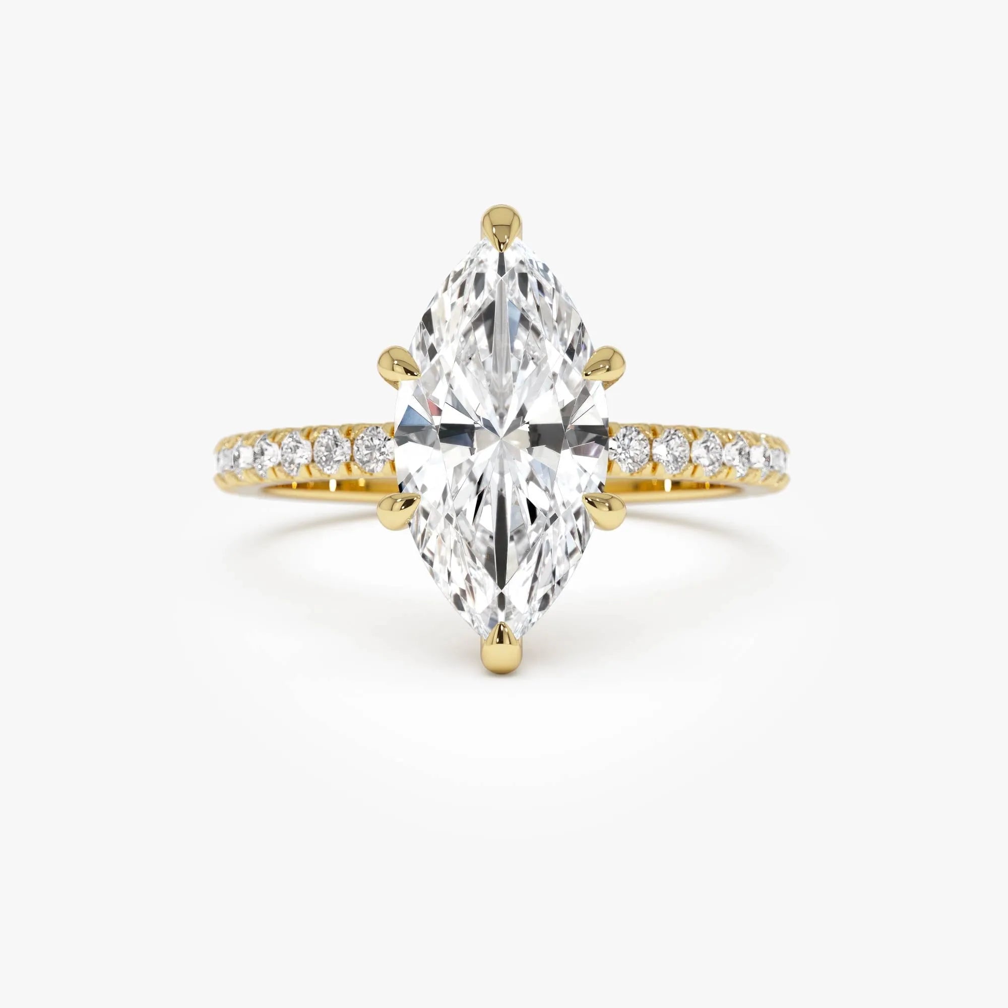 14k Gold 2.50 CTW Lab Grown Diamond Marquise Cut Pavé Hidden Halo Engagement Ring