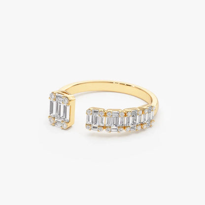 14k Gold 0.55 Carat Baguette and Round Cut Diamond Floating Ring
