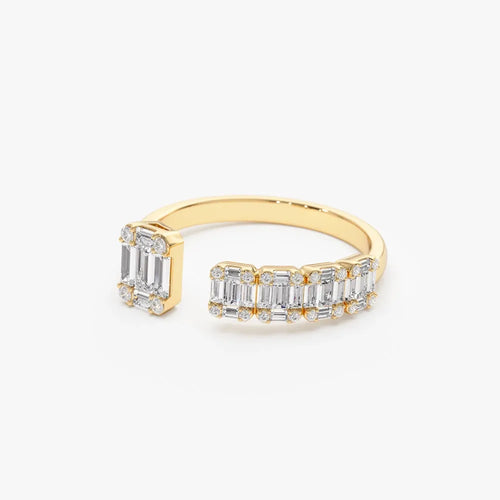 14k Gold 0.55 Carat Baguette and Round Cut Diamond Floating Ring