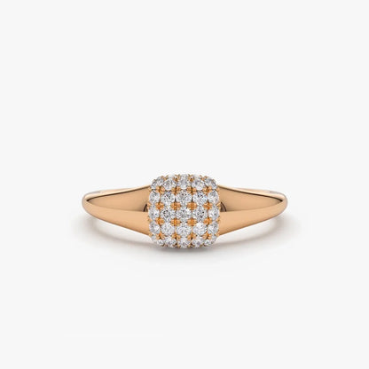 14k Gold Round Diamond Micro Pave Pinky Ring 0.31 CTW