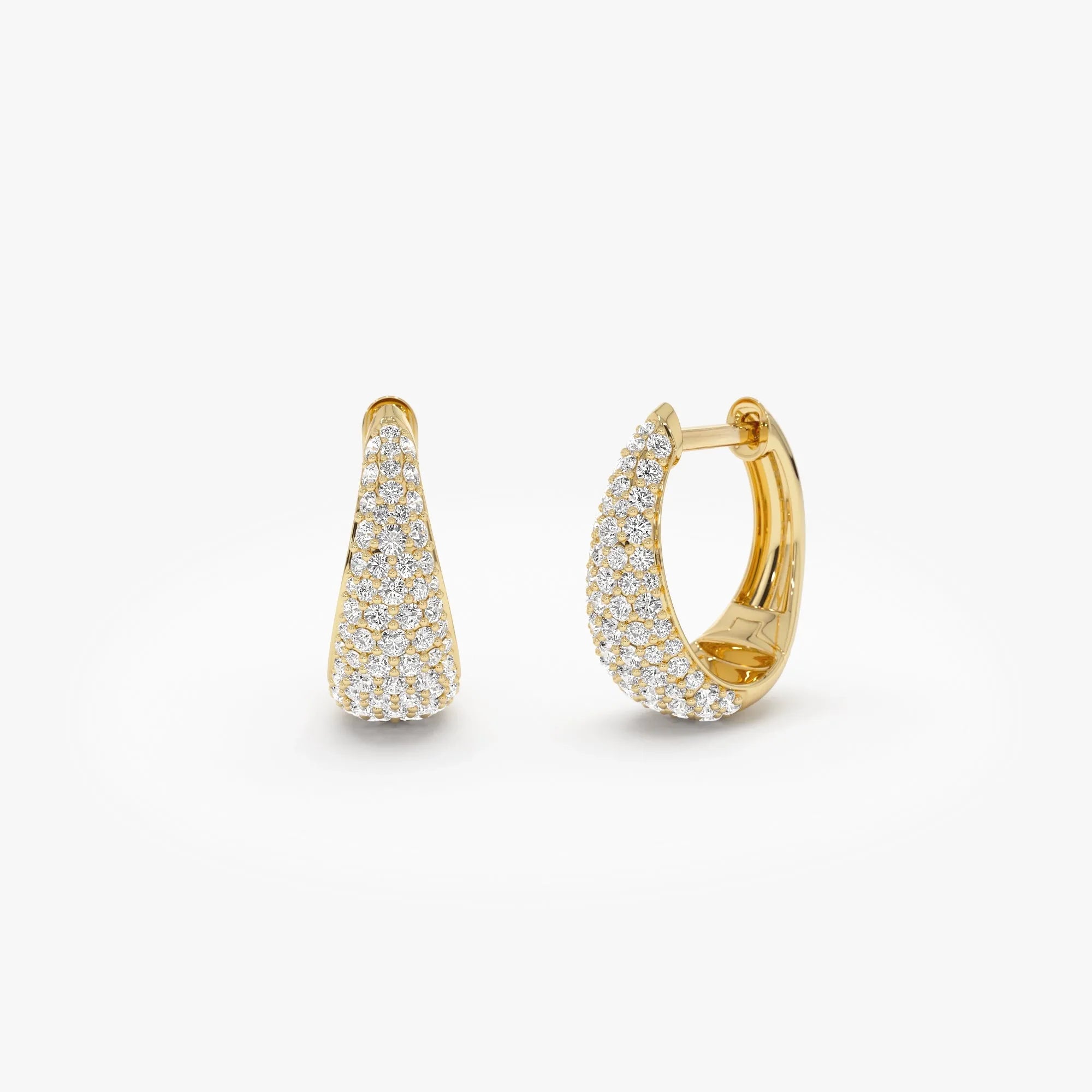 14k Gold Diamond Round Cut Teardrop Hoop Earrings 0.83 ctw