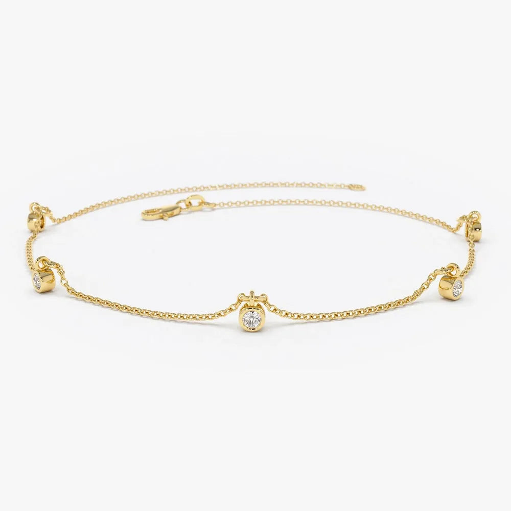 Elegant 14K Gold Diamond by The Yard Dangling Solitaire Bracelet