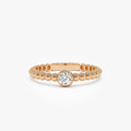 14K Gold Round Diamond 0.05 ctw Beaded Bezel Solitaire Ring